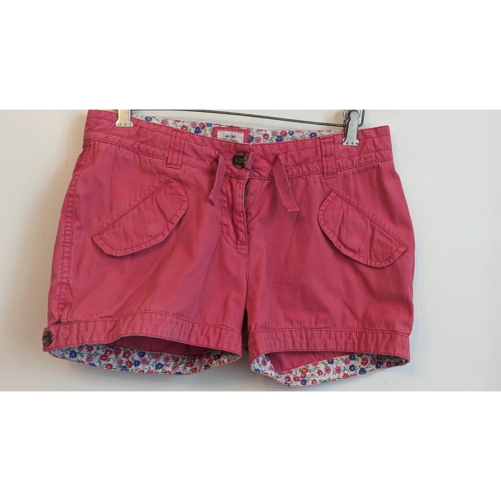 Girls Mini Boden Pink Cotton Shorts Size 14 Years Floral Lined Preppy Beach